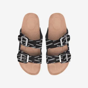 Las Vegas Raiders Womens Mini Print Double Buckle Sandal