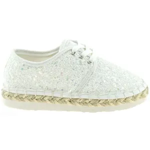 Lelli Kelly LK4608 (LA01) Bianco Glitter Ibiza Lightweight Espadrille Shoes