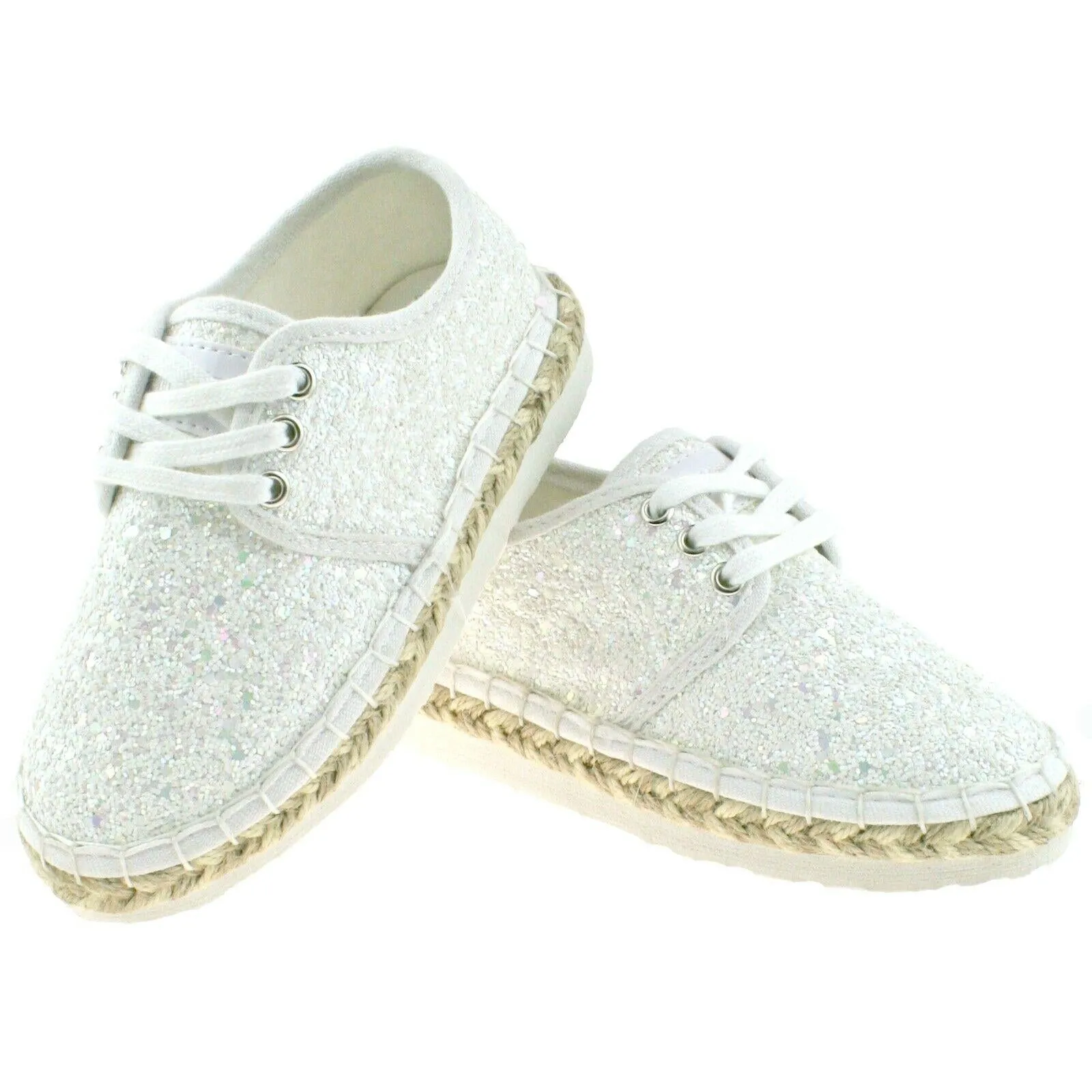 Lelli Kelly LK4608 (LA01) Bianco Glitter Ibiza Lightweight Espadrille Shoes