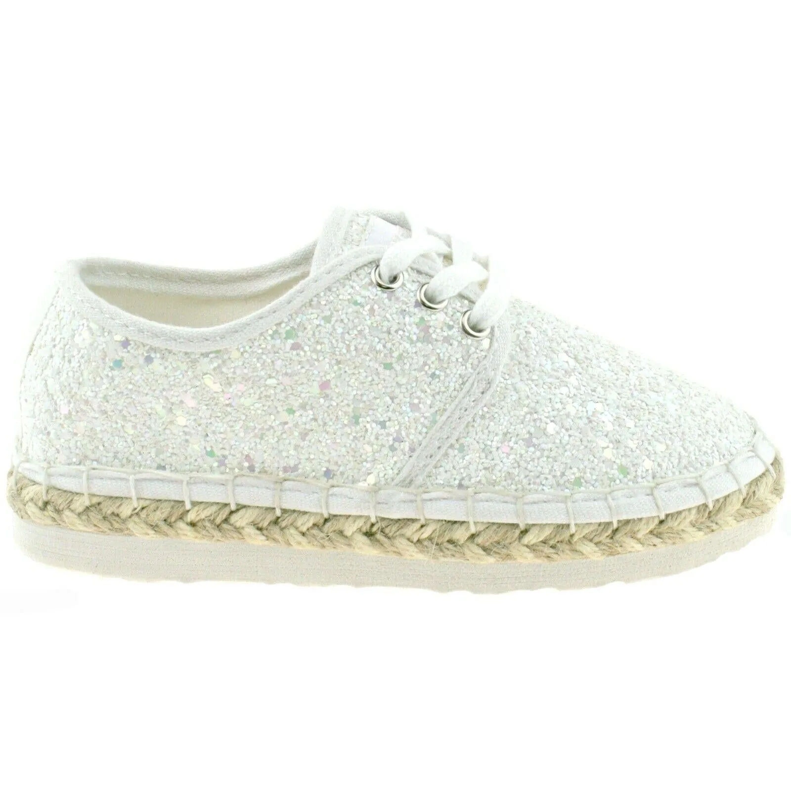 Lelli Kelly LK4608 (LA01) Bianco Glitter Ibiza Lightweight Espadrille Shoes
