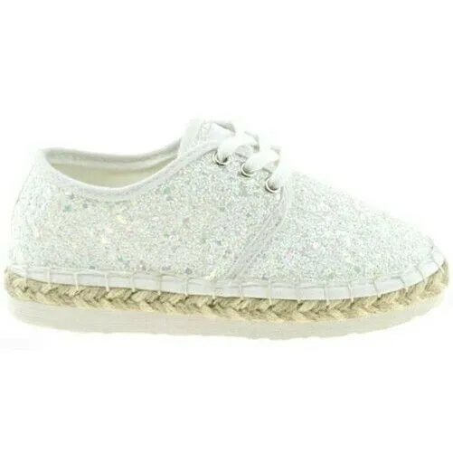 Lelli Kelly LK4608 (LA01) Bianco Glitter Ibiza Lightweight Espadrille Shoes