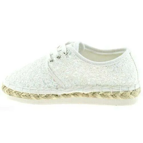 Lelli Kelly LK4608 (LA01) Bianco Glitter Ibiza Lightweight Espadrille Shoes