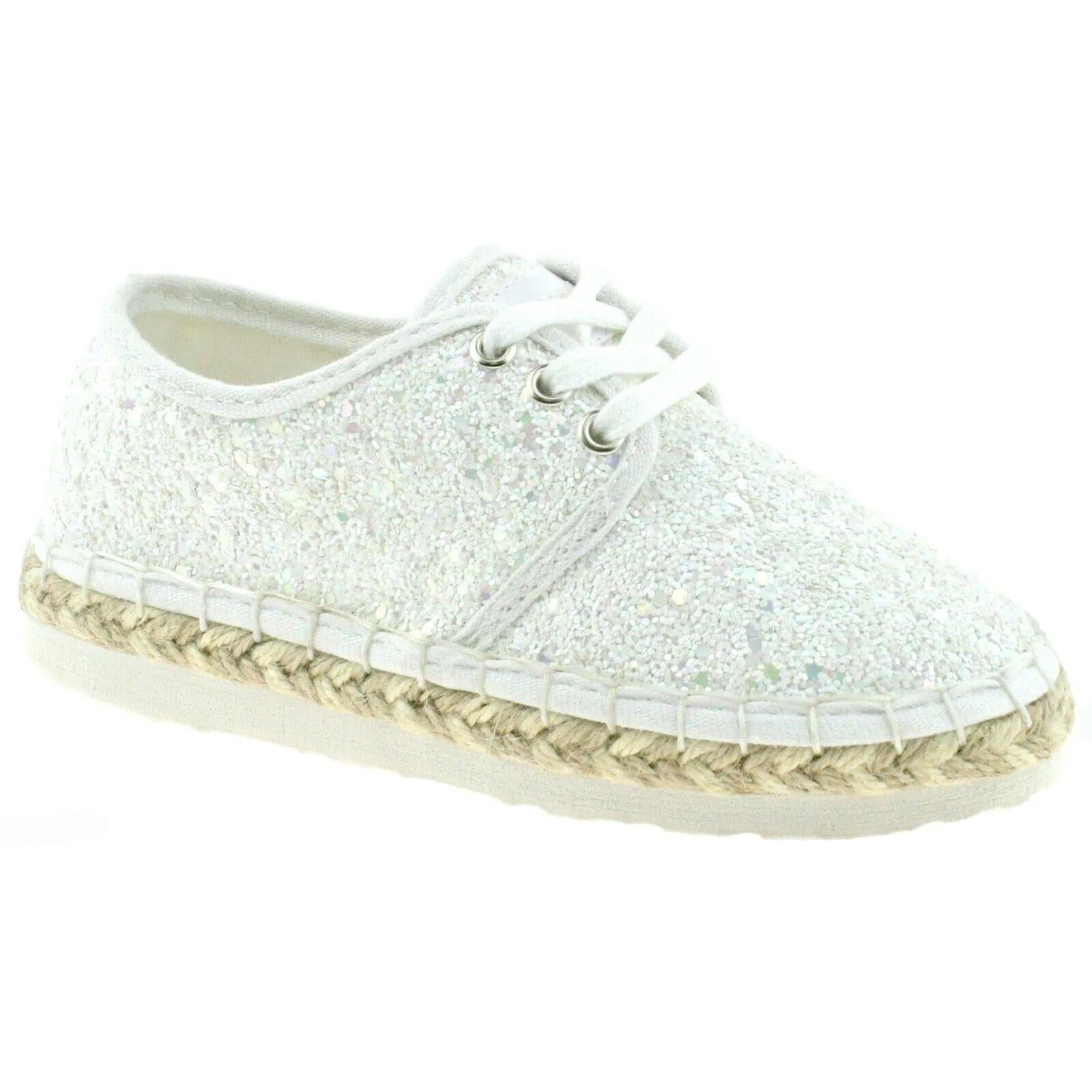 Lelli Kelly LK4608 (LA01) Bianco Glitter Ibiza Lightweight Espadrille Shoes