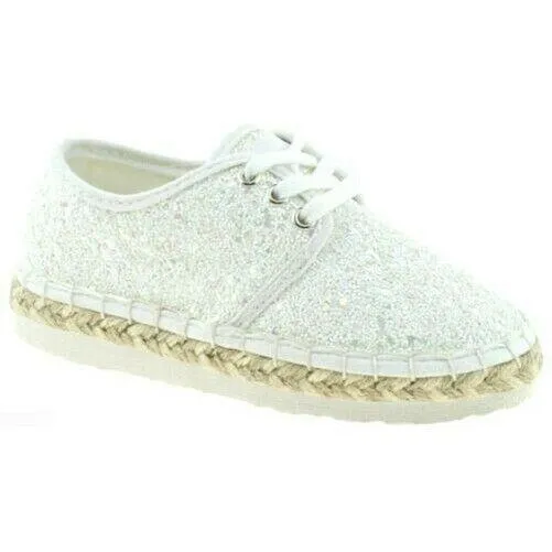 Lelli Kelly LK4608 (LA01) Bianco Glitter Ibiza Lightweight Espadrille Shoes