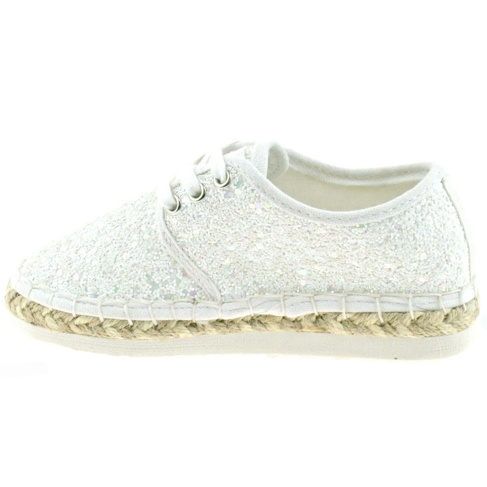Lelli Kelly LK4608 (LA01) Bianco Glitter Ibiza Lightweight Espadrille Shoes
