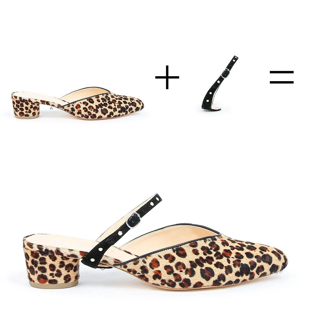 Leopard V Slide   Studded Black Twiggy Strap