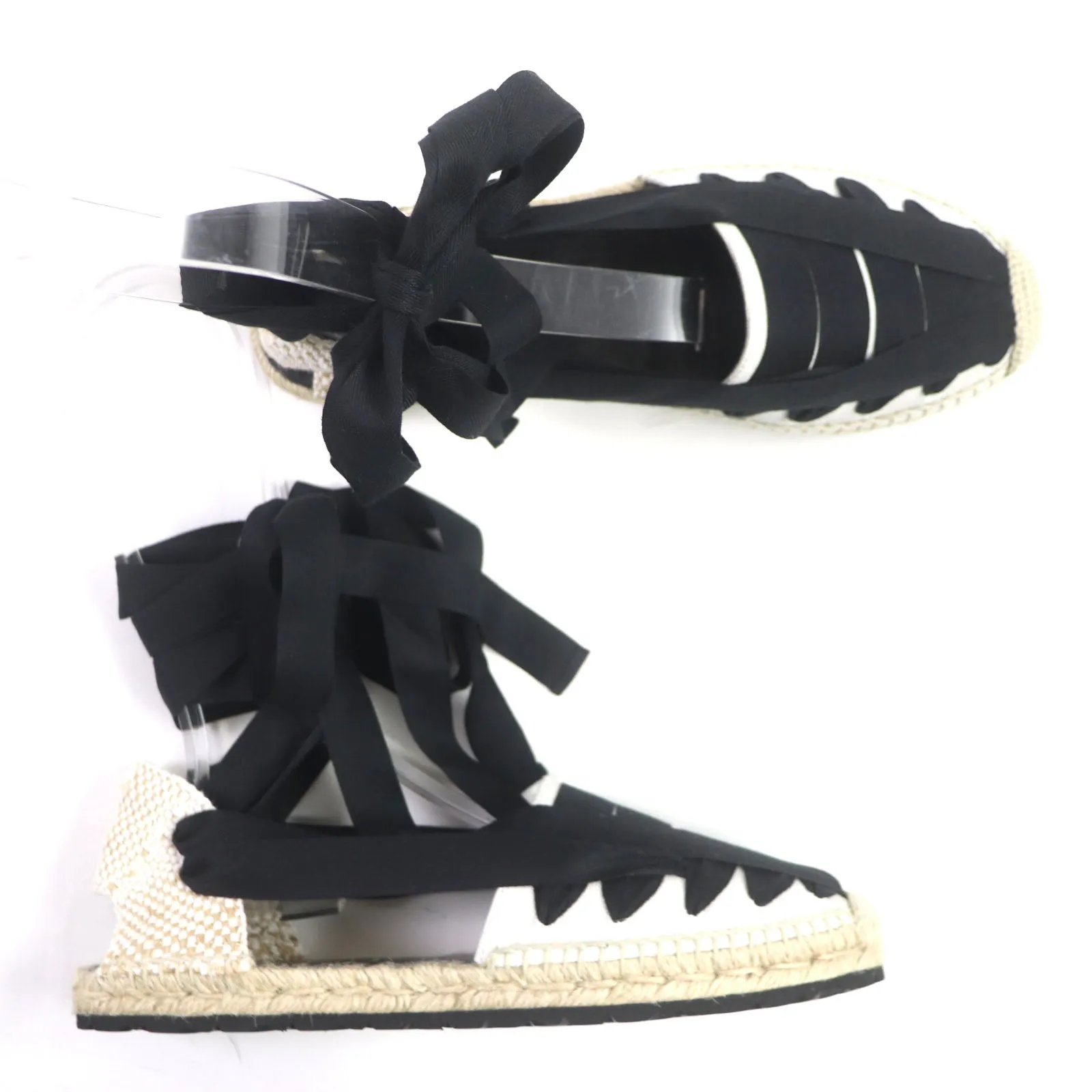 LOEWE Sandals 731911 Main: Canvas Black beige Espadrille mens 42 Used Authentic