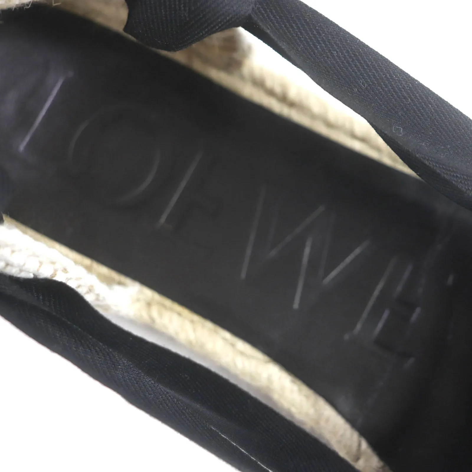 LOEWE Sandals 731911 Main: Canvas Black beige Espadrille mens 42 Used Authentic