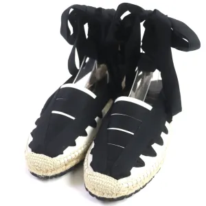 LOEWE Sandals 731911 Main: Canvas Black beige Espadrille mens 42 Used Authentic
