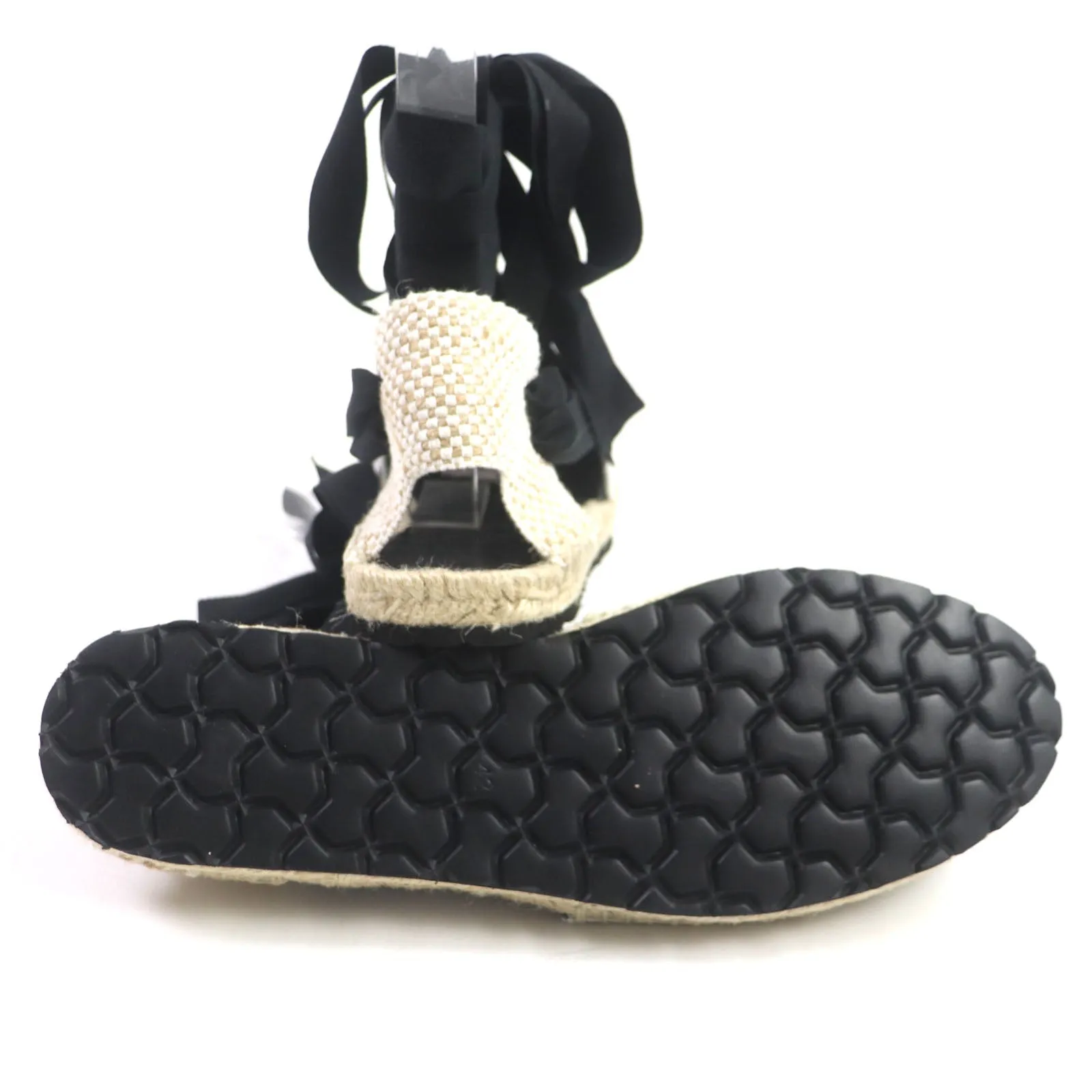 LOEWE Sandals 731911 Main: Canvas Black beige Espadrille mens 42 Used Authentic