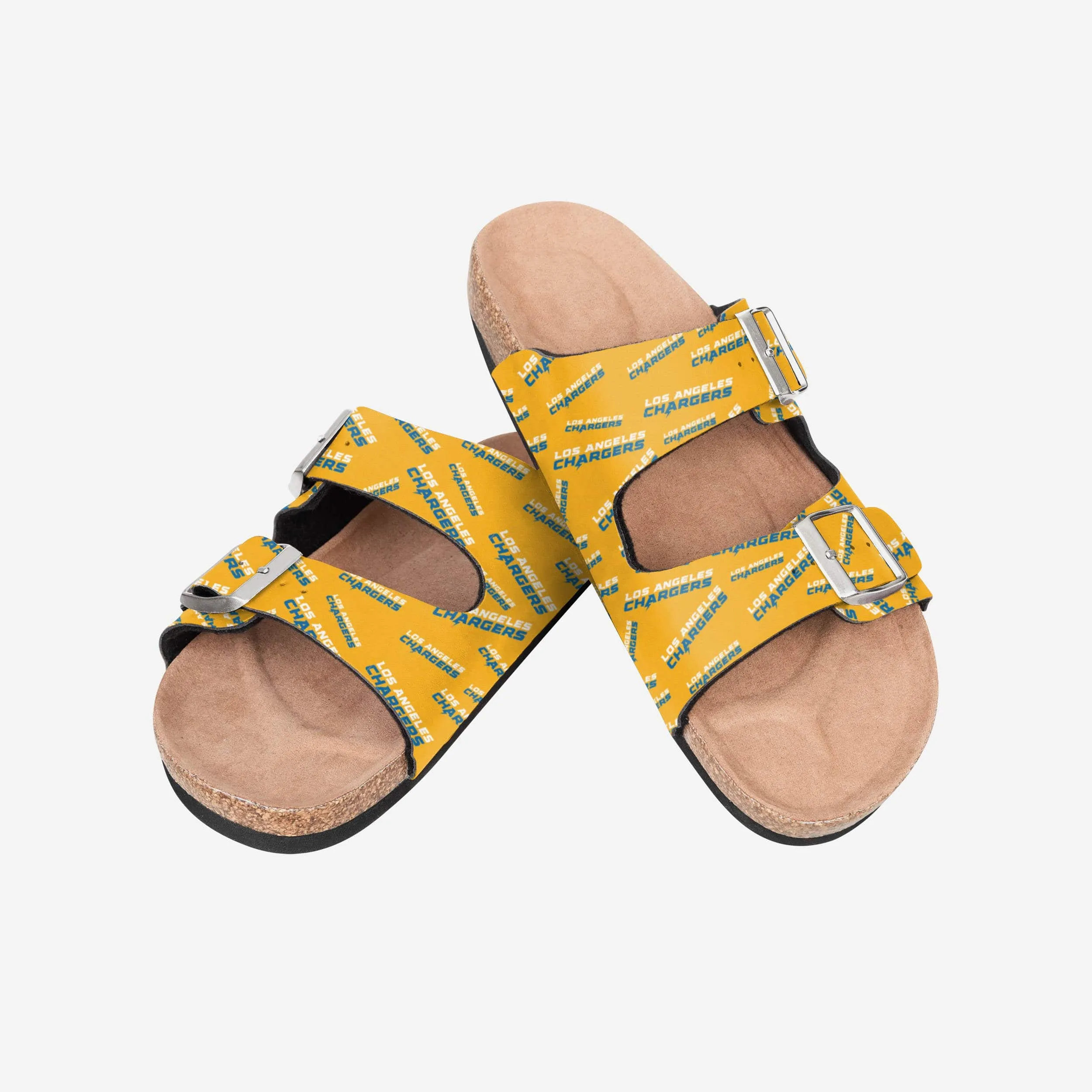 Los Angeles Chargers Womens Mini Print Double Buckle Sandal