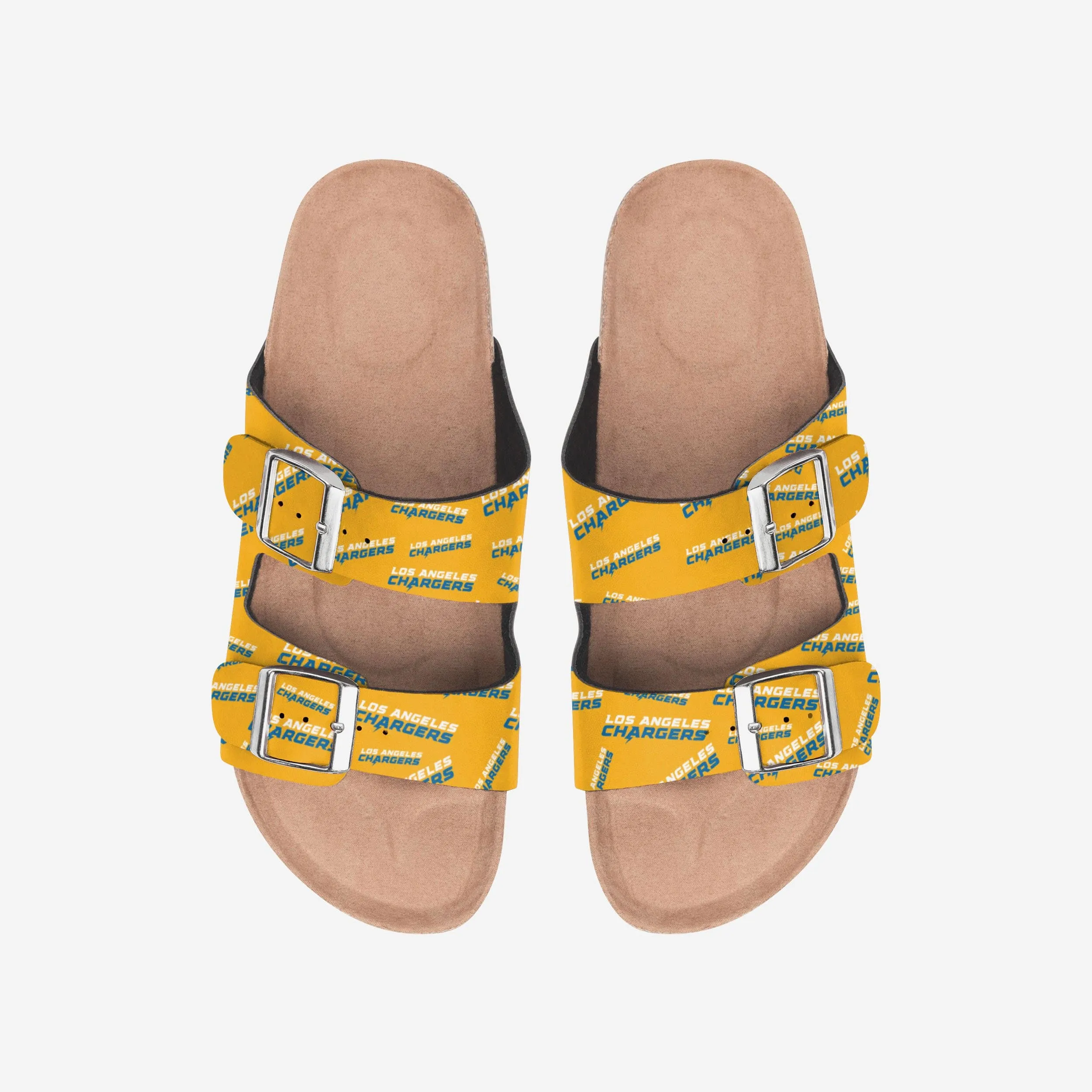 Los Angeles Chargers Womens Mini Print Double Buckle Sandal