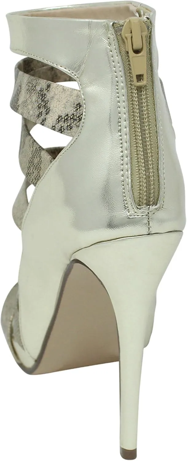 Luxury Divas Snakeskin Womens Strappy High Heel Pumps