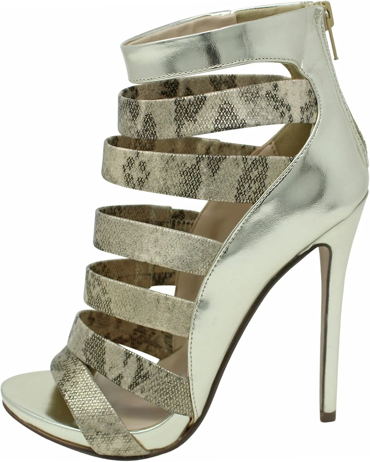 Luxury Divas Snakeskin Womens Strappy High Heel Pumps