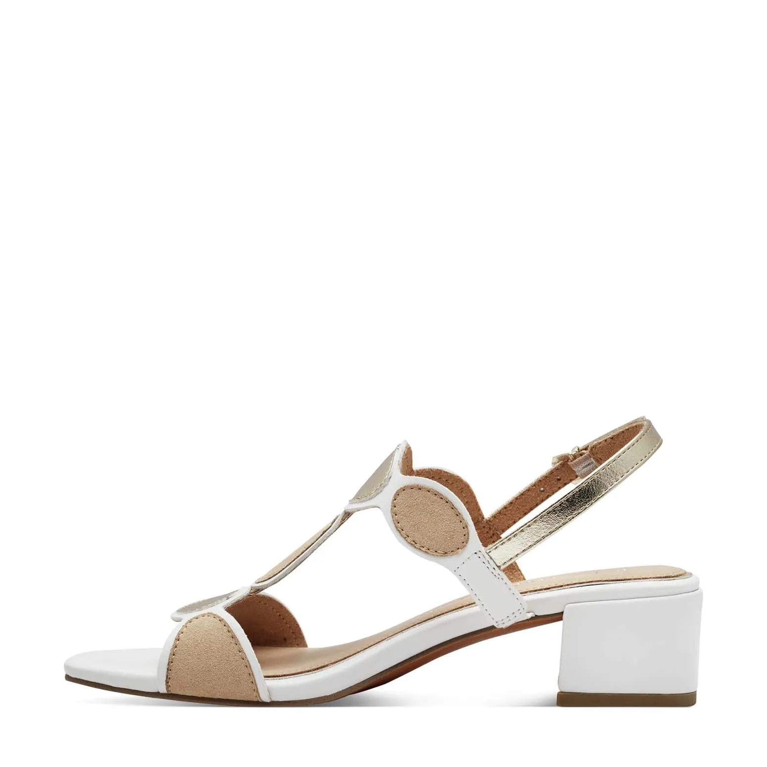 Marco Tozzi Block Heel Sandal White Comb