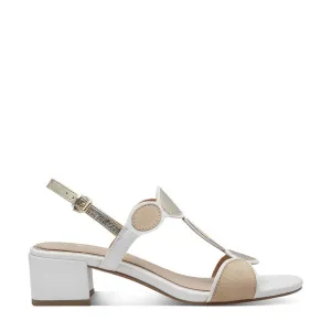 Marco Tozzi Block Heel Sandal White Comb