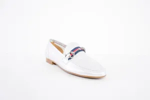 MARIA JAEN - 4026 LOW HEEL SLIP-ON SHOE - SILVER LEATHER