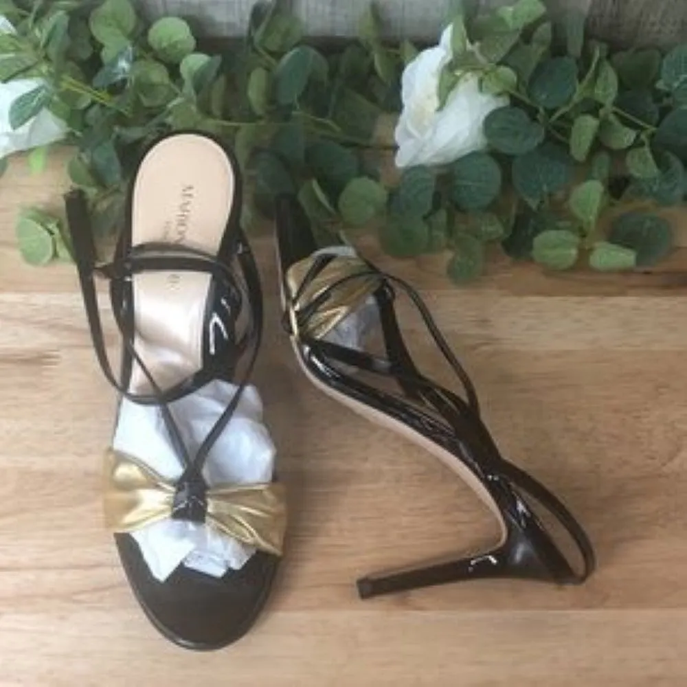 Marion Parke Lucy Strappy High-Heel Sandals Gold/Black 39.5