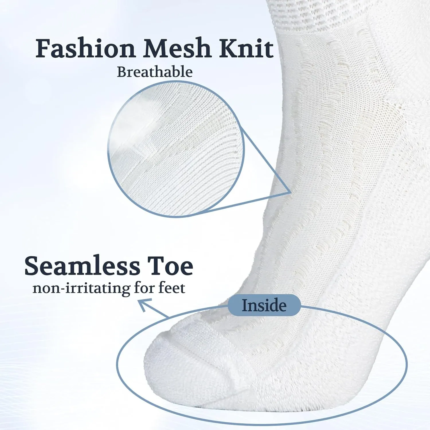  MD Diabetic Socks for Men Women 6 Pairs,Non-Binding Top Extra Wide Ankle/Crew Socks, for Edema Circulator 9-11 10-13 13-15