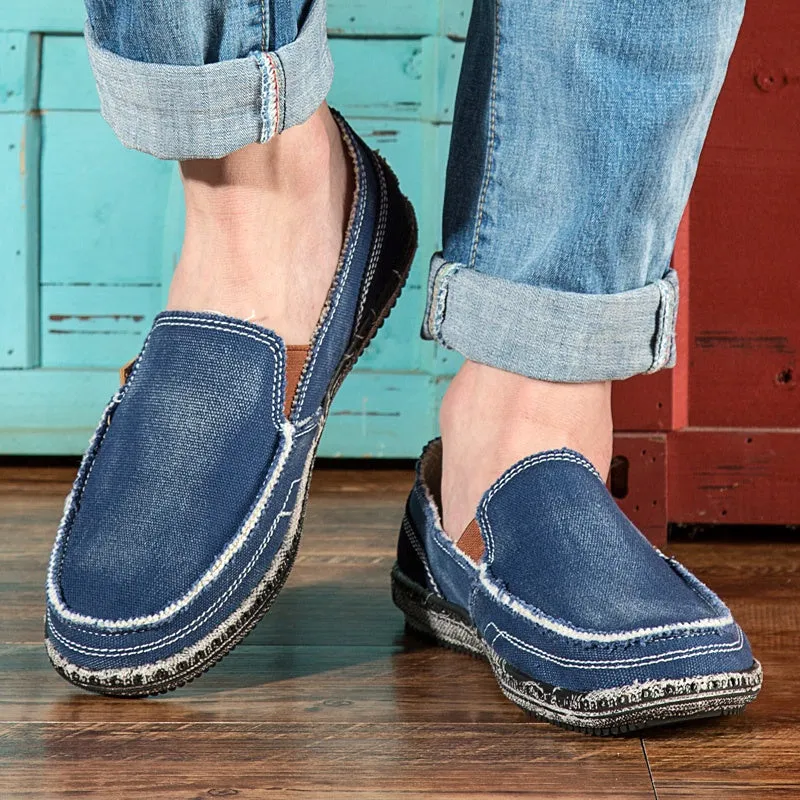 Men's breathable Washed Canvas Slip-ons Mens Espadrille Casual Flats Loafers