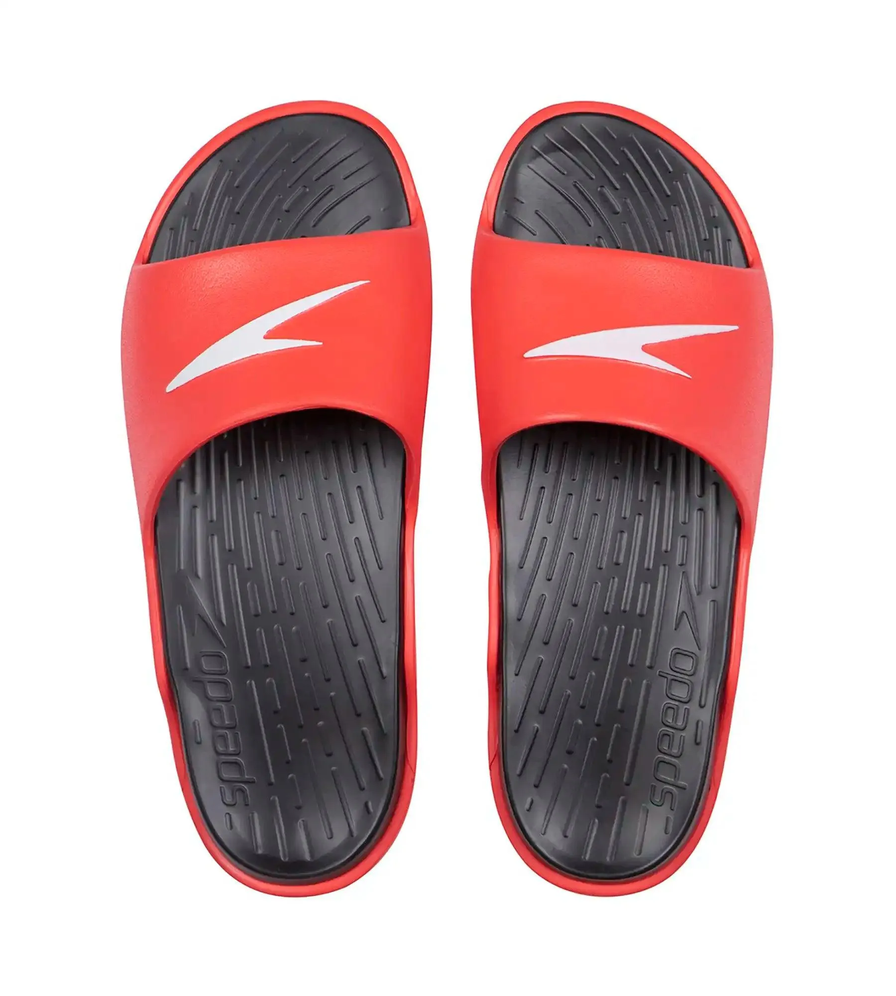 Men's Dual Colour Slides - Black & Lava Red