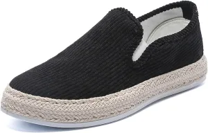 Men's Espadrille Woven Corduroy Slip-on Fisherman Shoes Deck Shoes Fashion Linen Breathable Non-Slip Vintage Casual Loafer Walking Boat Shoes