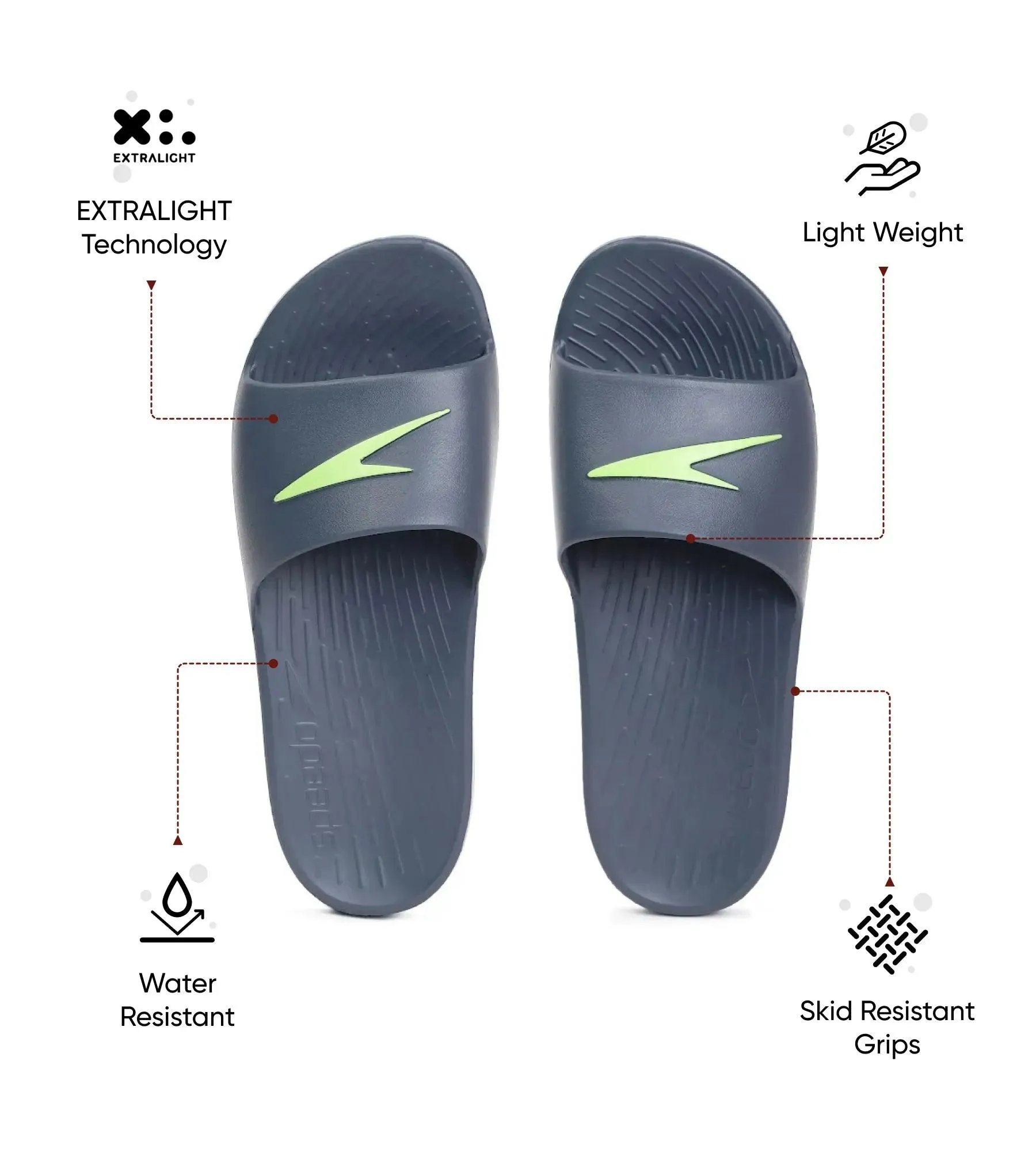 Men's Single Colour Slides - USA Charcoal & Atomic Lime
