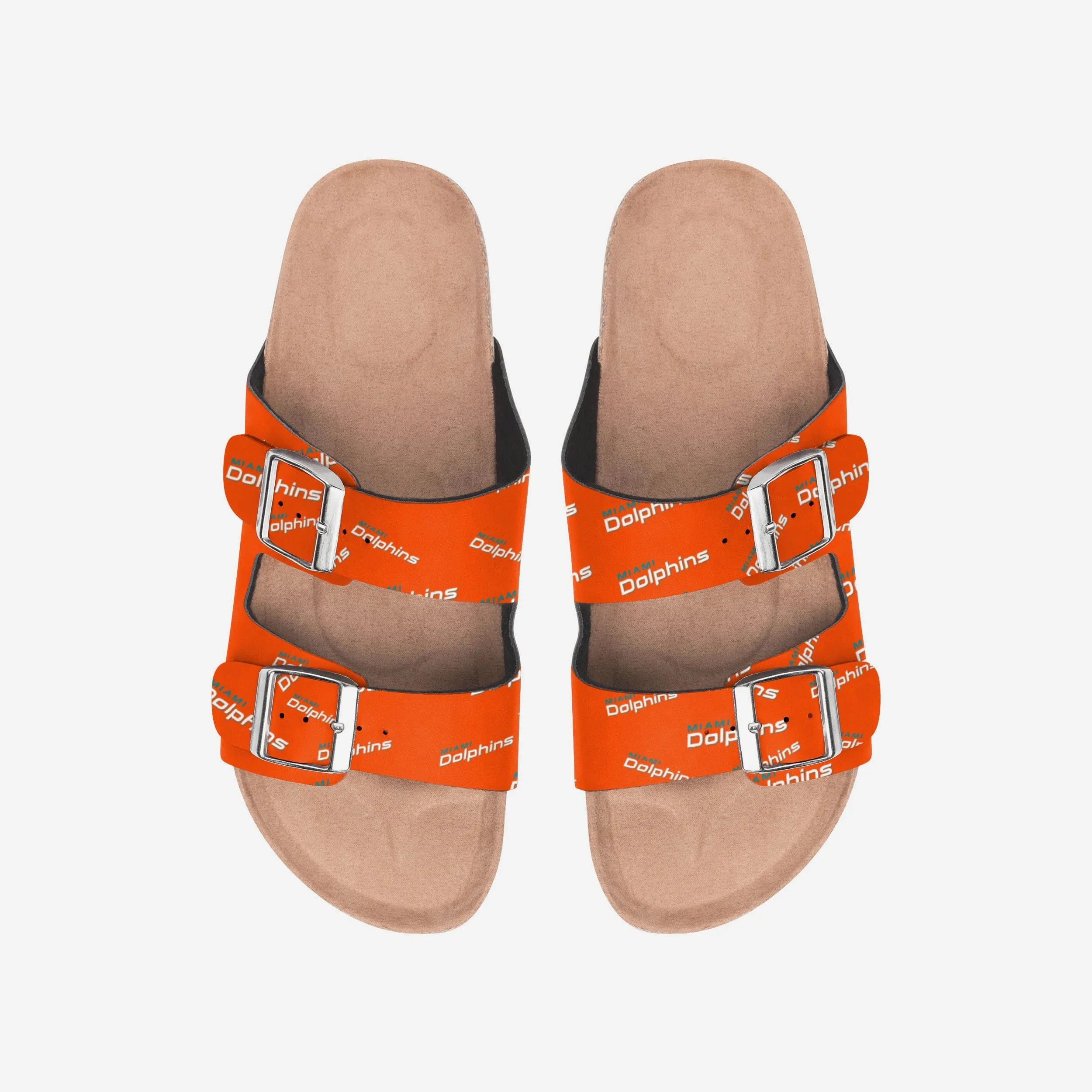 Miami Dolphins Womens Mini Print Double Buckle Sandal