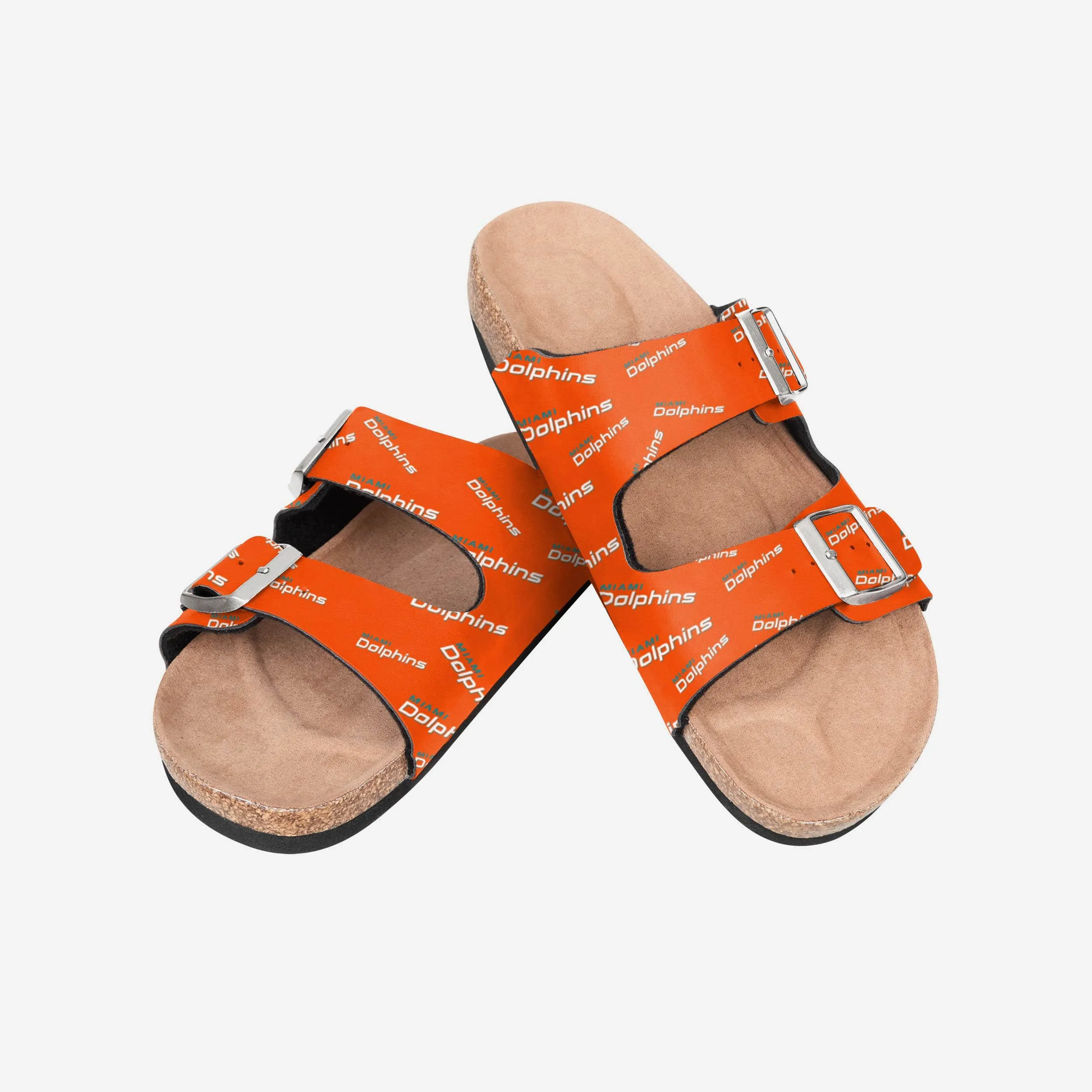 Miami Dolphins Womens Mini Print Double Buckle Sandal