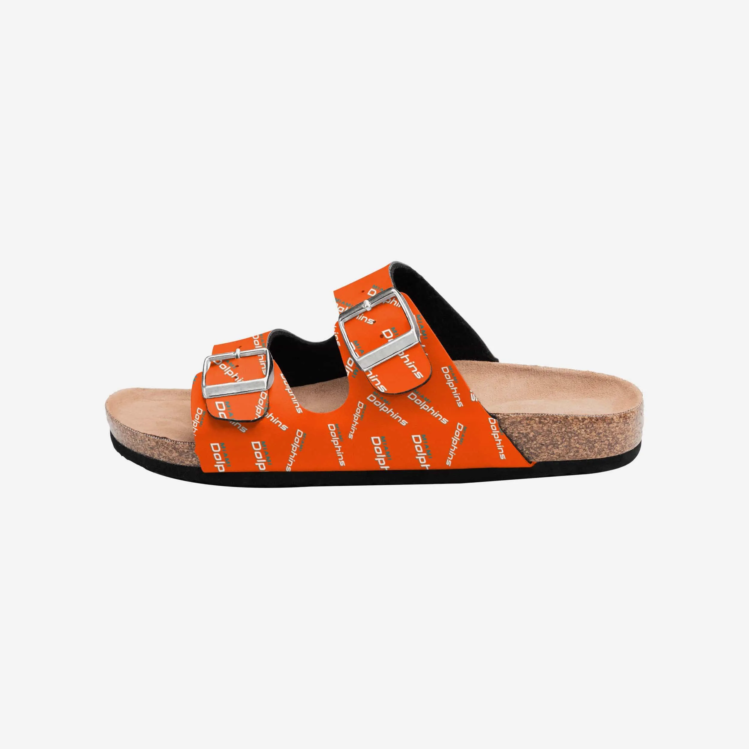 Miami Dolphins Womens Mini Print Double Buckle Sandal