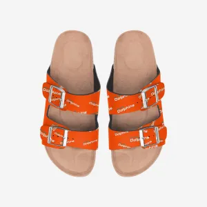 Miami Dolphins Womens Mini Print Double Buckle Sandal