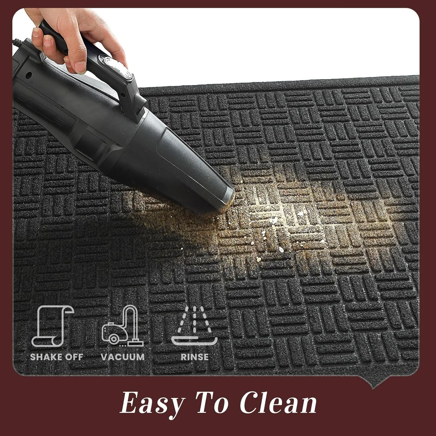 Mibao Front Door Mat Indoor Outdoor Entrance, Dirt Trapping Waterproof All-Season, All-Weather Doormat, Non-Slip Durable Natural Rubber Low Profile Easy Clean Patio Entrance Mat, 61.5" x 36", Black
