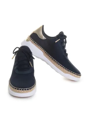 Michael Michael Kors Finch Lace-Up Admiral Stretch Weave Canvas/Metallic Nappa 7.5 M