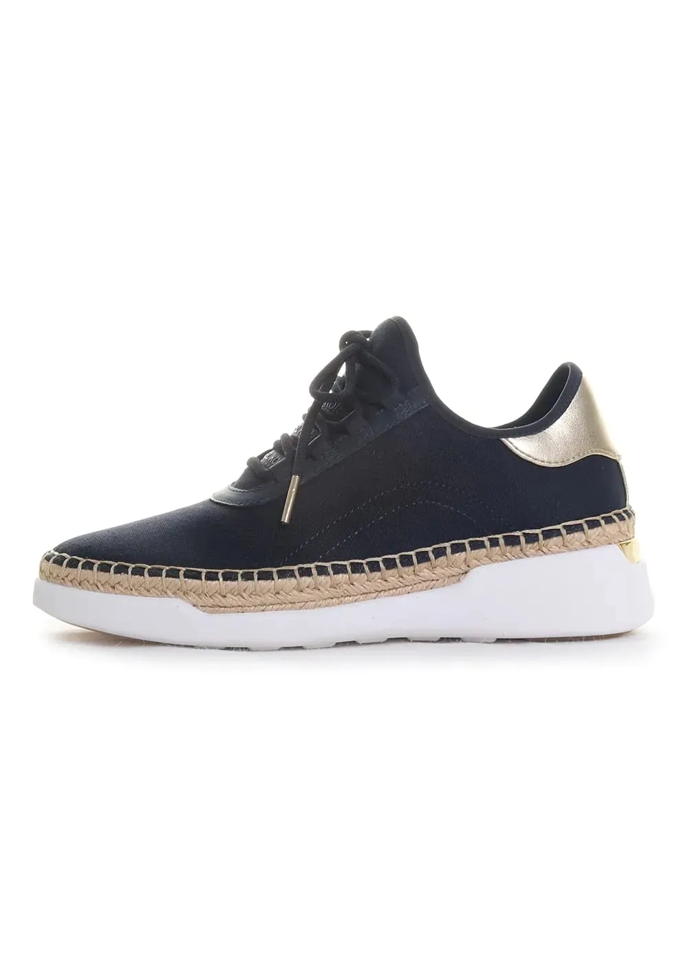 Michael Michael Kors Finch Lace-Up Admiral Stretch Weave Canvas/Metallic Nappa 7.5 M