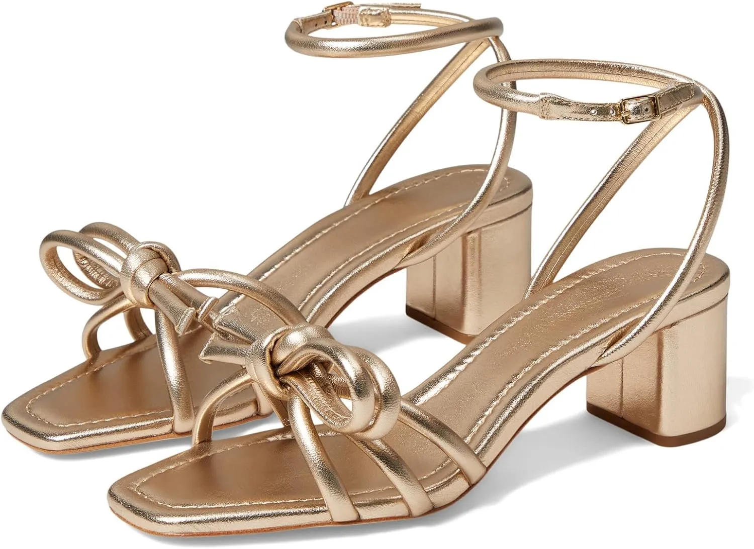 Mikel Champagne Bow Mid-Heel Sandal