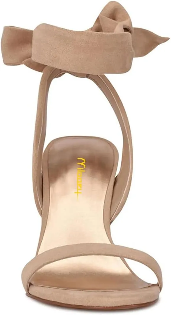 Milooey shoes Women Elegant Open Toe Strappy Heeled Sandal Lace Up Block High Heels Ankle Strap Party Dress Prom Lady Shoes Size 4-16 Us