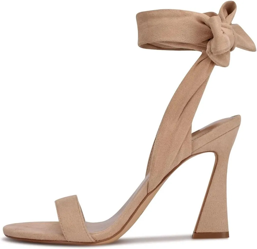 Milooey shoes Women Elegant Open Toe Strappy Heeled Sandal Lace Up Block High Heels Ankle Strap Party Dress Prom Lady Shoes Size 4-16 Us
