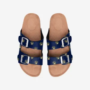 Milwaukee Brewers Womens Team Logo Double Buckle Sandal