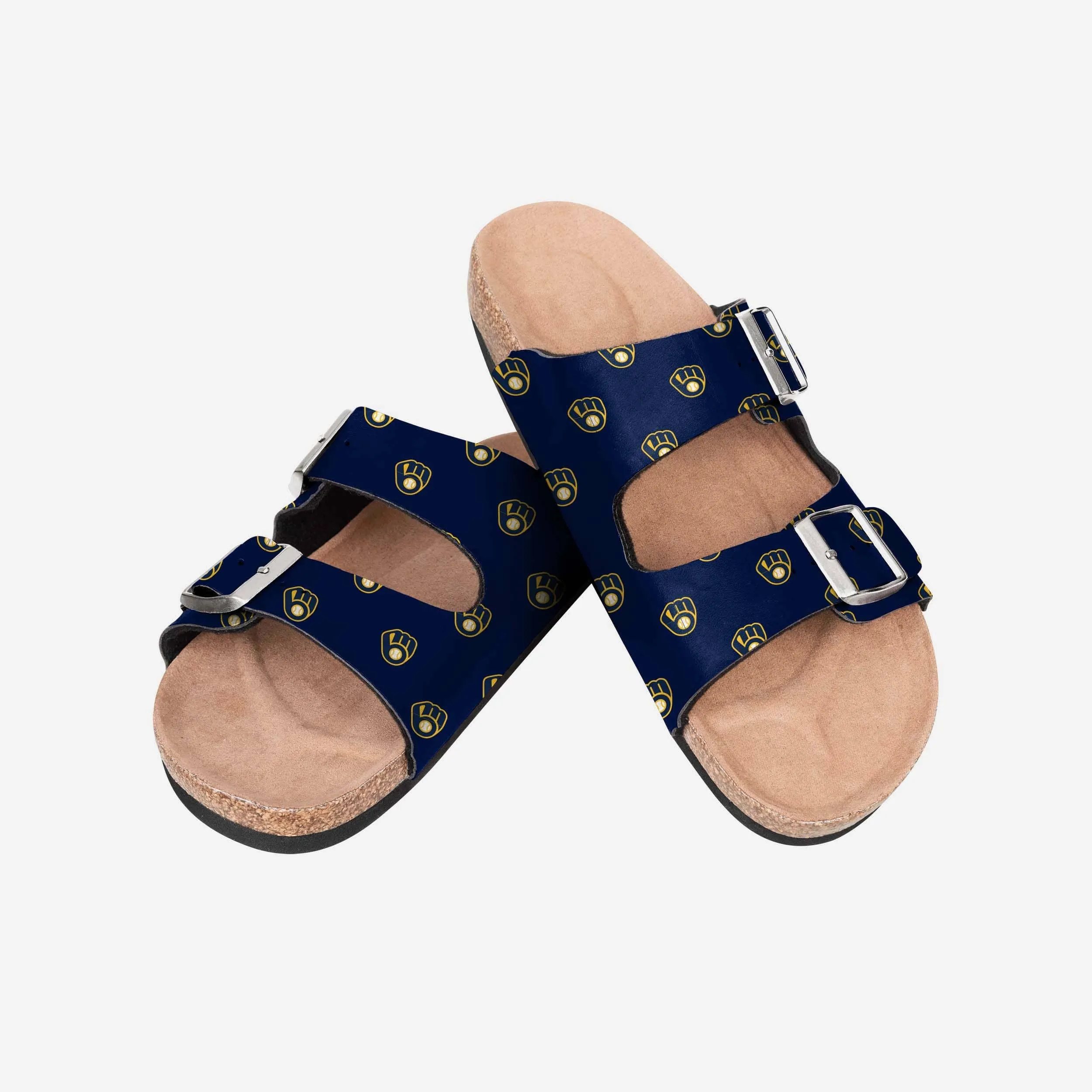 Milwaukee Brewers Womens Team Logo Double Buckle Sandal