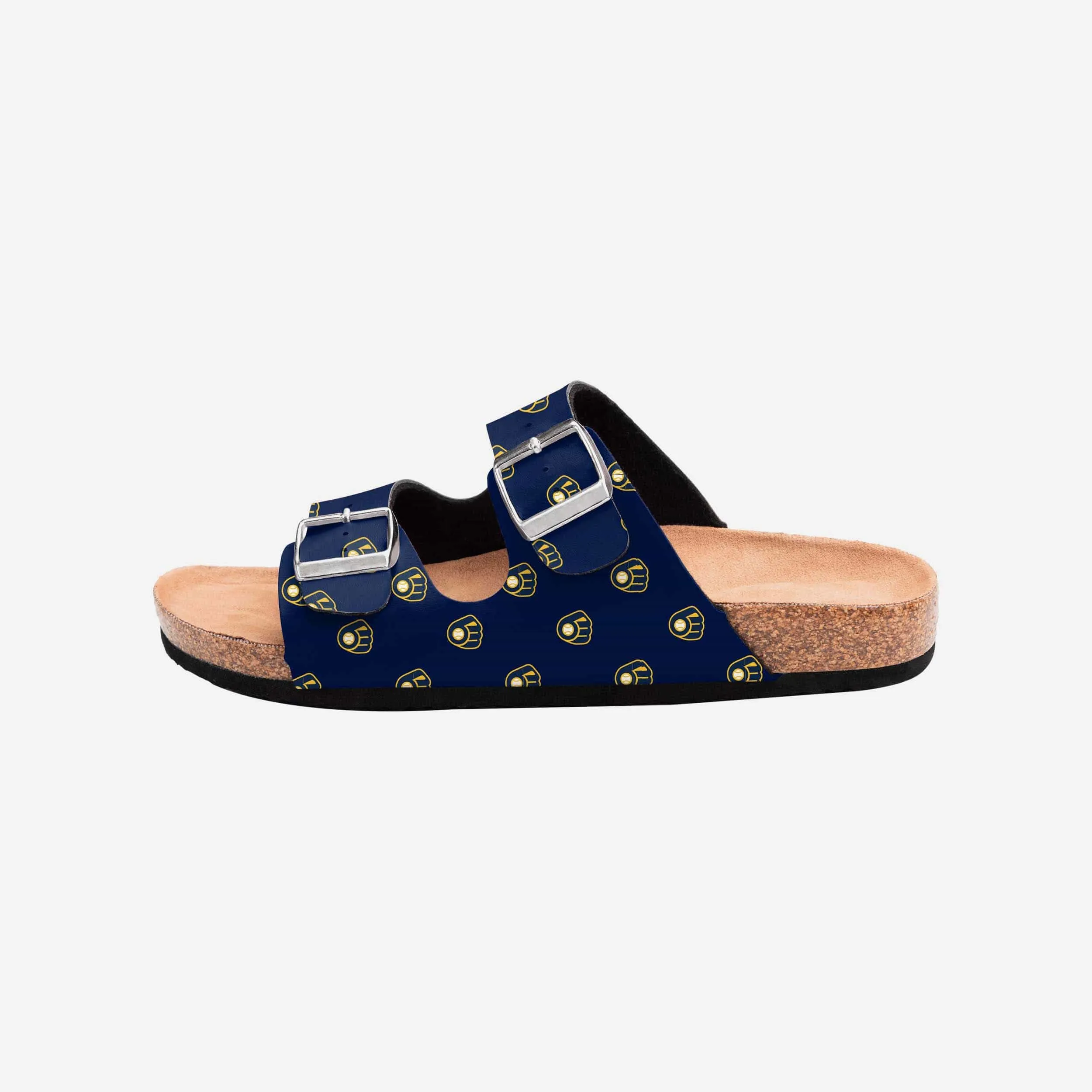 Milwaukee Brewers Womens Team Logo Double Buckle Sandal