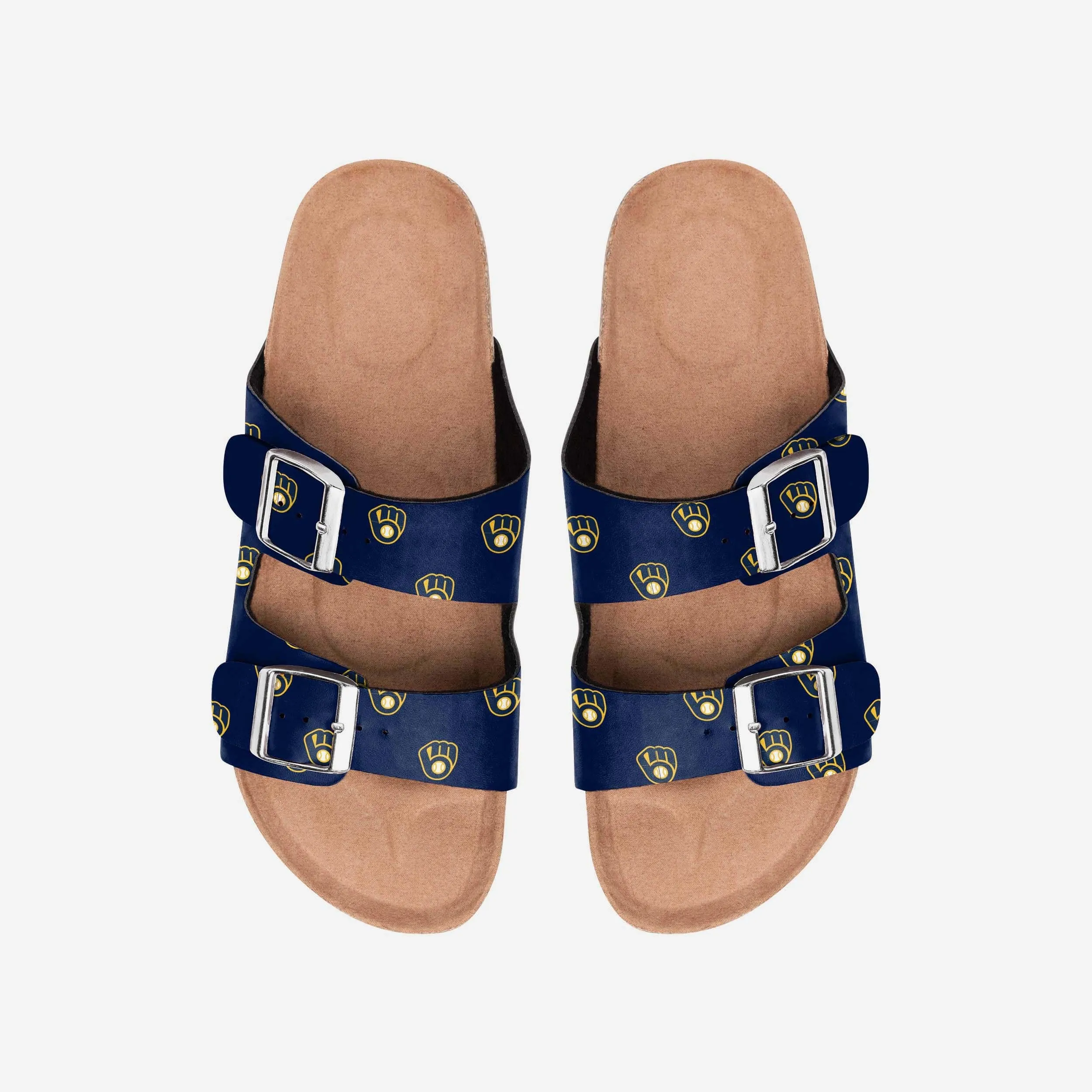 Milwaukee Brewers Womens Team Logo Double Buckle Sandal