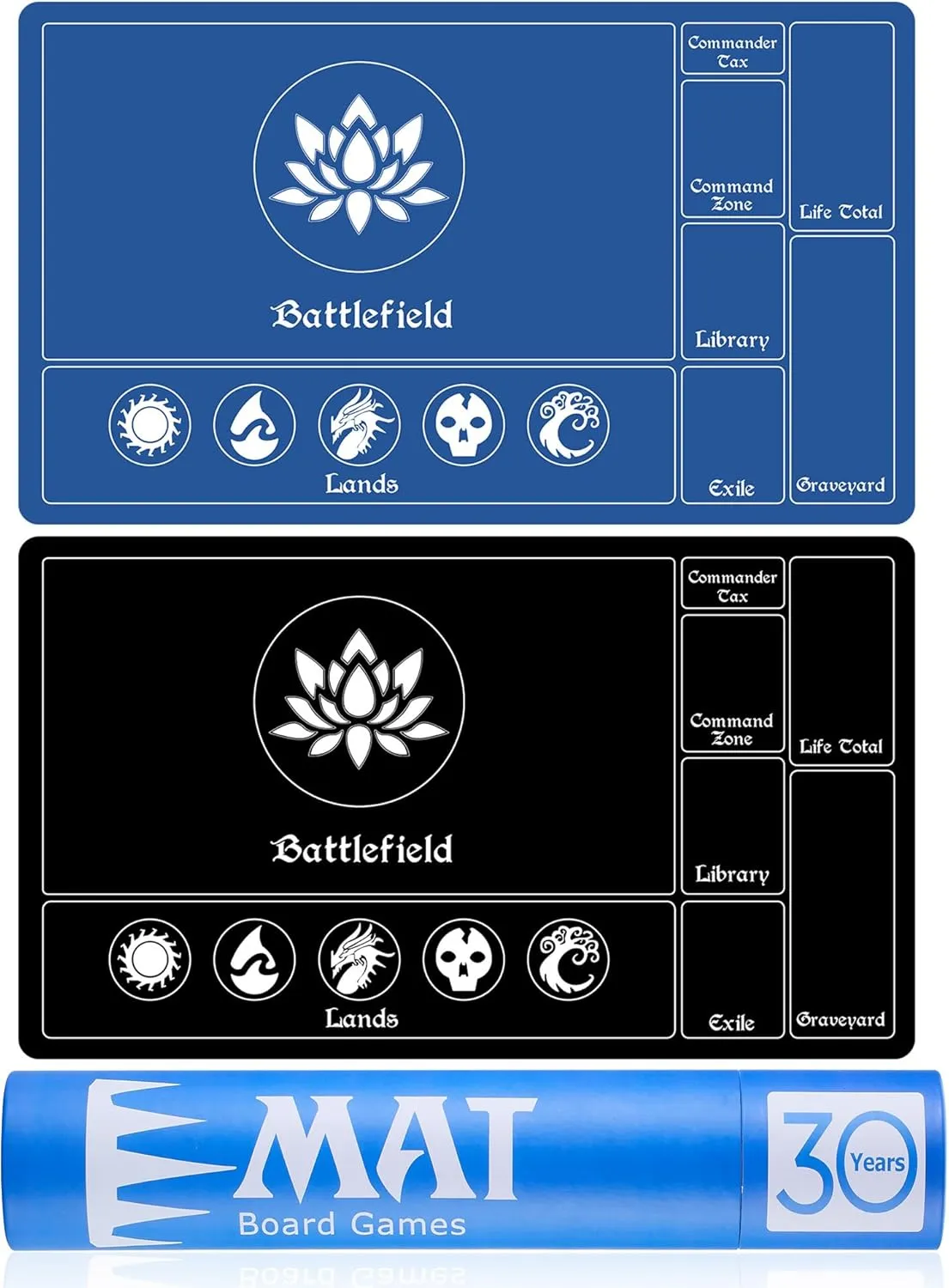 MTG Playmat Stitched with Magic Zones, Game Mats Tabletop 24x14 inch for MTG/TCG Card Battles Commander Deck Gaming Desk Mat Duel Mat Card Gameplay Mats for Beginner (24 x 14 in)