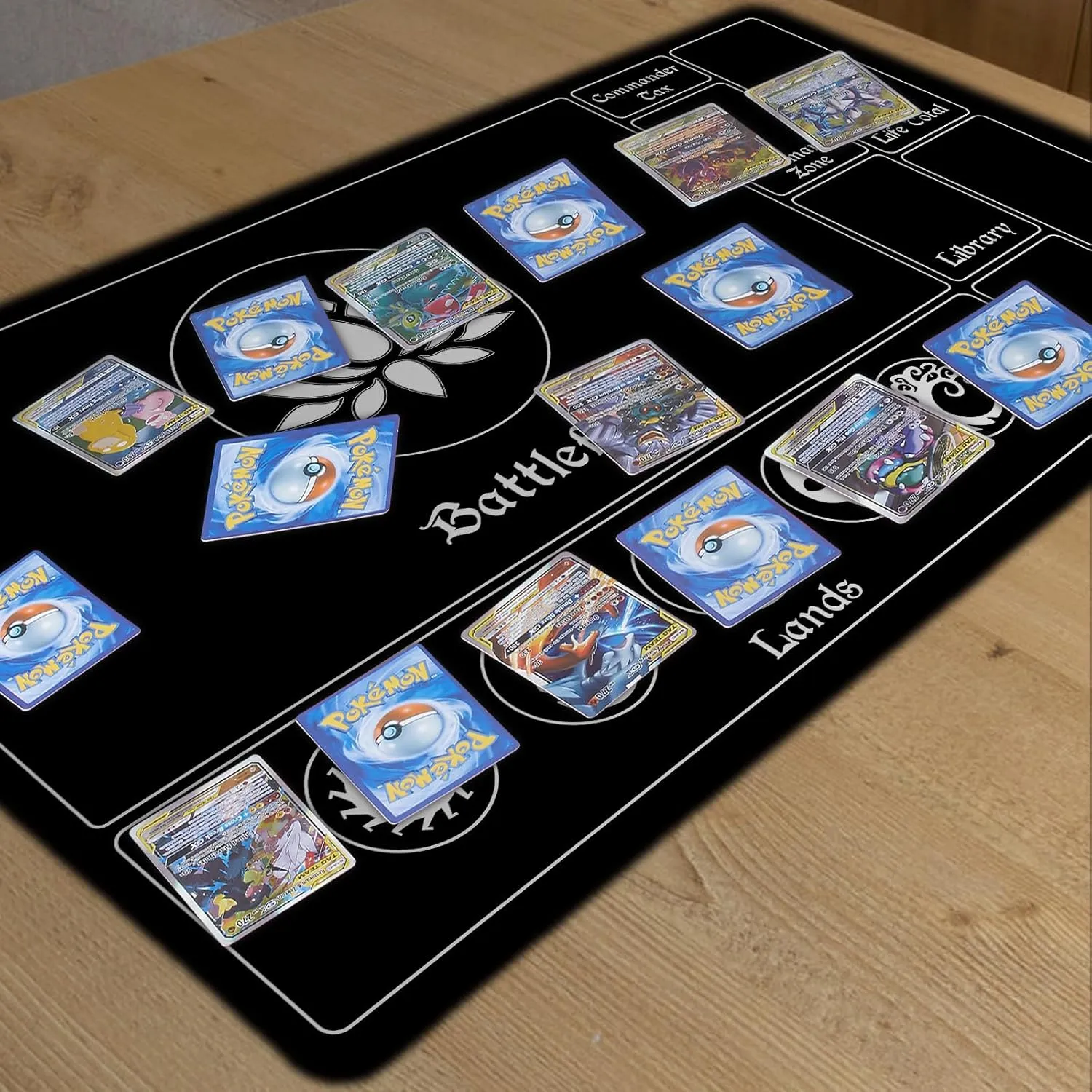 MTG Playmat Stitched with Magic Zones, Game Mats Tabletop 24x14 inch for MTG/TCG Card Battles Commander Deck Gaming Desk Mat Duel Mat Card Gameplay Mats for Beginner (24 x 14 in)