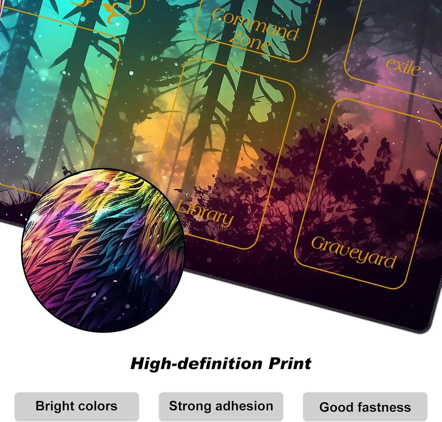 MTG Playmat with Zones 27.5" x 15.74" for TCG MTG Play Mat Non-Slip Rubber Base Commander Playmats for Magic The Gathering Playmat Iorcana Trading Card Game, Forest Bear