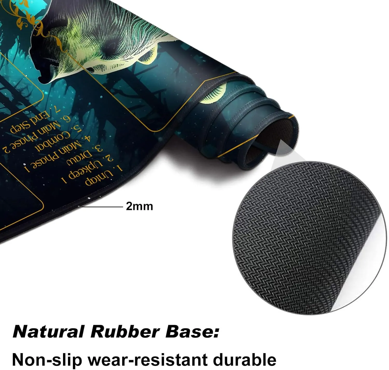 MTG Playmat with Zones 27.5" x 15.74" for TCG MTG Play Mat Non-Slip Rubber Base Commander Playmats for Magic The Gathering Playmat Iorcana Trading Card Game, Forest Bear