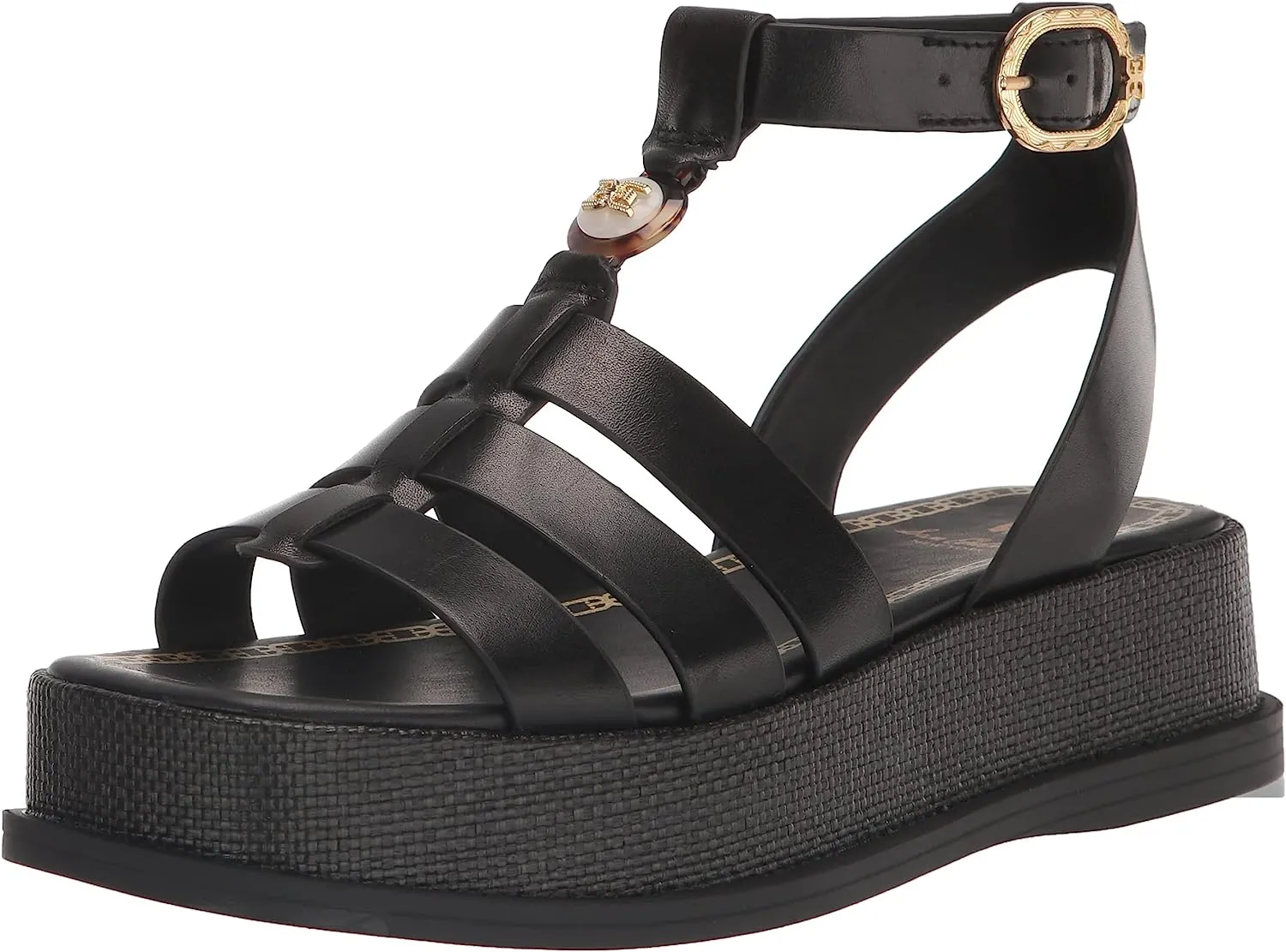 Multi Block Straps Special deal Leather Budget-friendly Sam Naima Black Edelman Ankle Buckle Heel Sandals