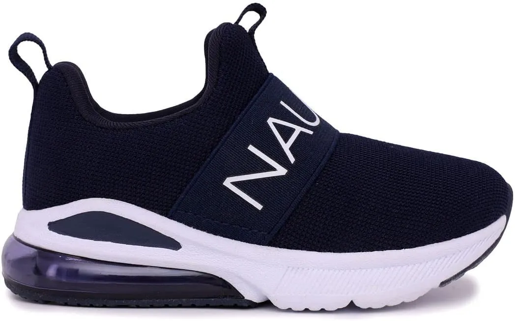 NAUTICA Kids Boys Girls Air Bubble Sneaker Athletic Running Shoe with Strap/Bungee (Toddler/Little Kids)