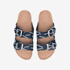 New England Patriots Womens Mini Print Double Buckle Sandal