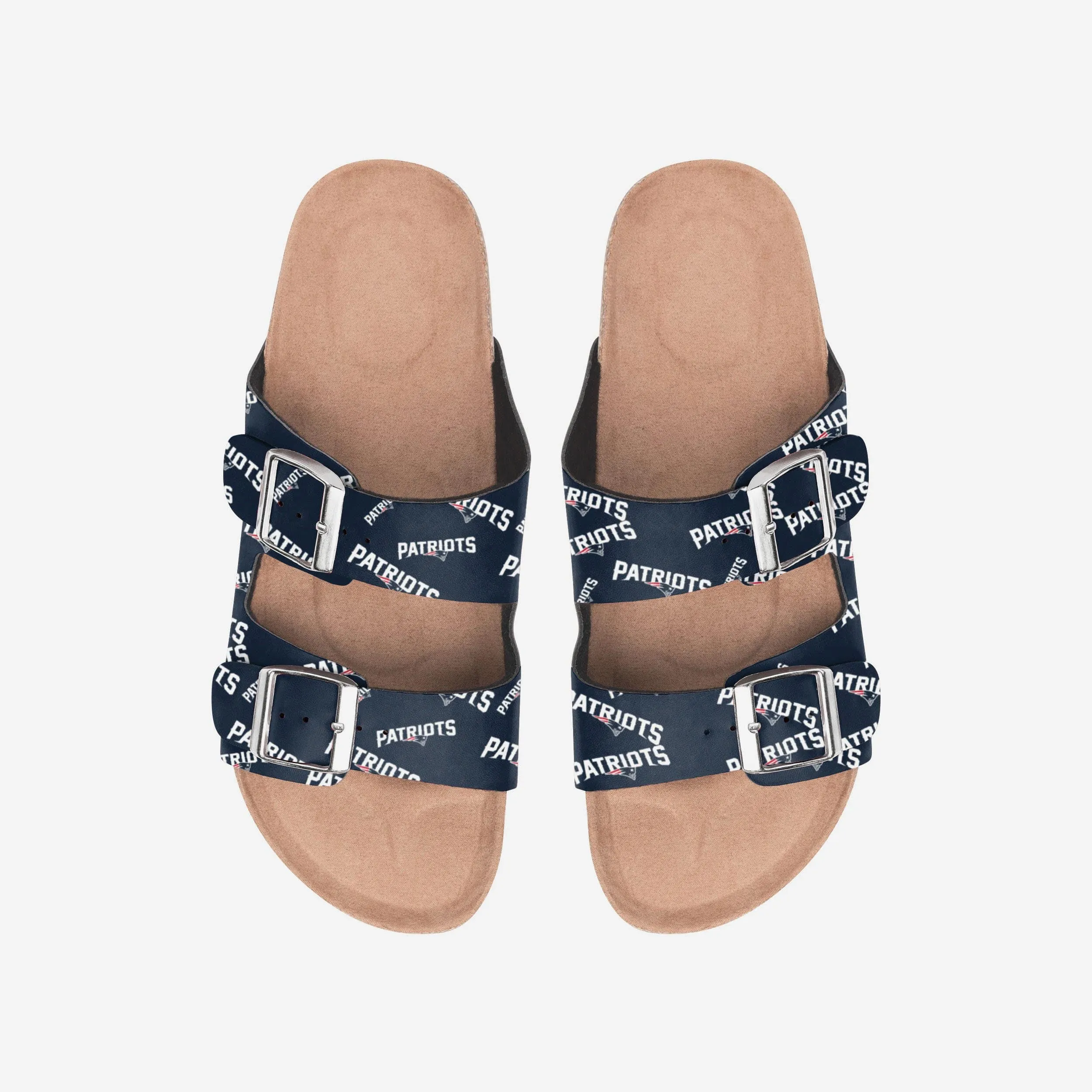 New England Patriots Womens Mini Print Double Buckle Sandal
