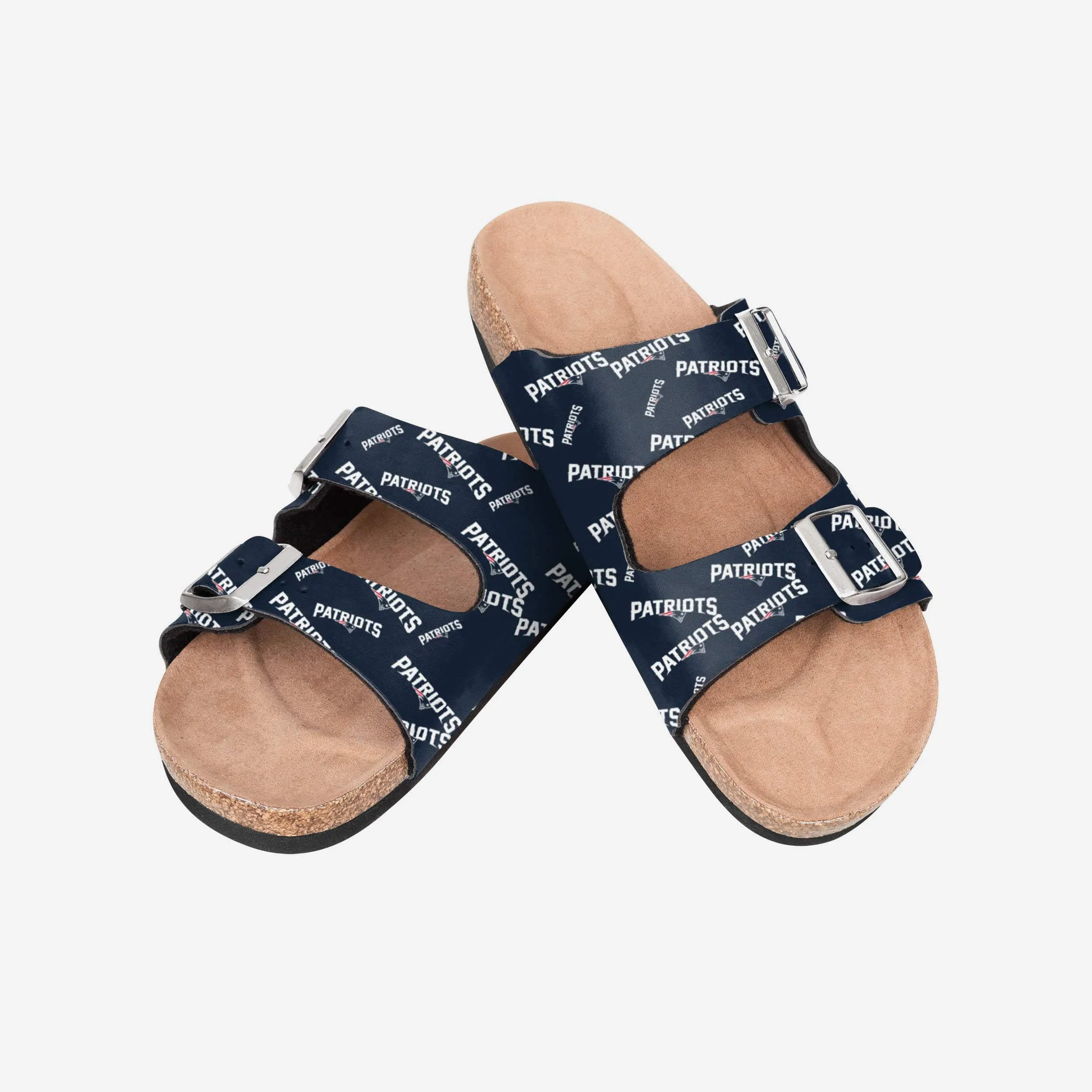 New England Patriots Womens Mini Print Double Buckle Sandal